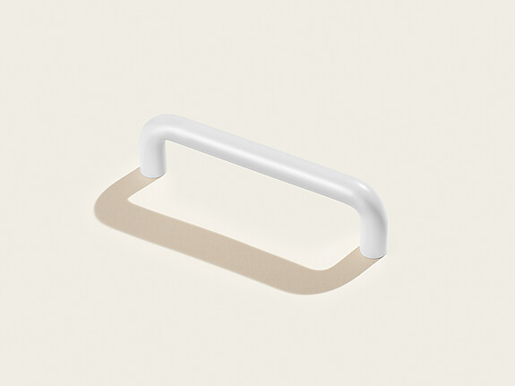 White handle kitchen handle &SHUFL d line bow handle