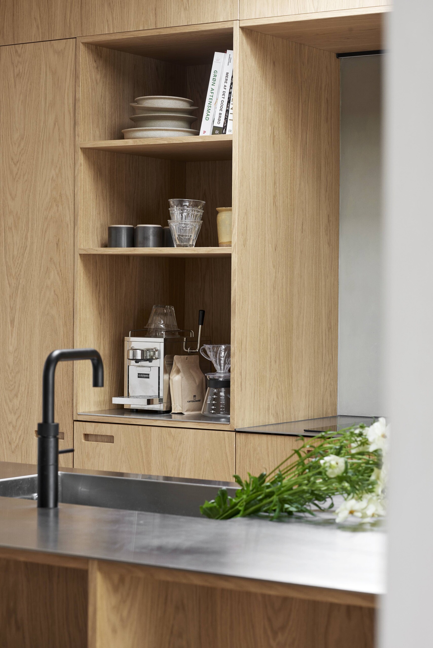 &SHUFL ikeahack koekken fronter staal bordplade-oak egetrae hack